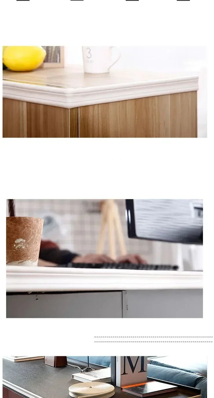 Fita Decorativa Auto-Adesiva de Parede Soft Line NBR 5M para Rodapé, Acabamento de Azulejo, Bordas Anticollision, Moldura, Adesivo 3D para Paredes