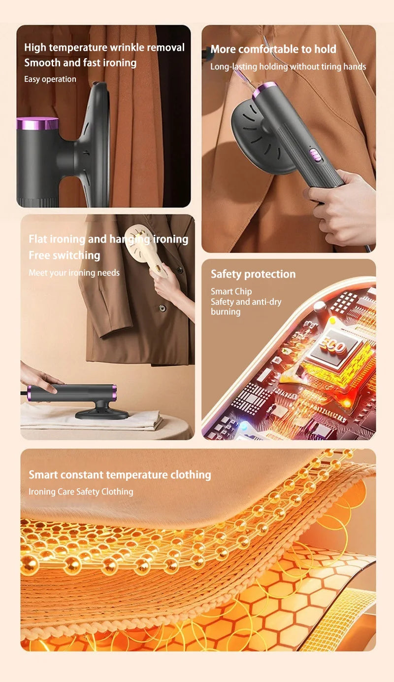 Máquina de Passar Roupas Portátil e Suspensa Usb Ferro Elétrico Conveniente para Casa e Viagem Mini Máquina de Passar Roupas Ferramenta para Remoção de Rugas