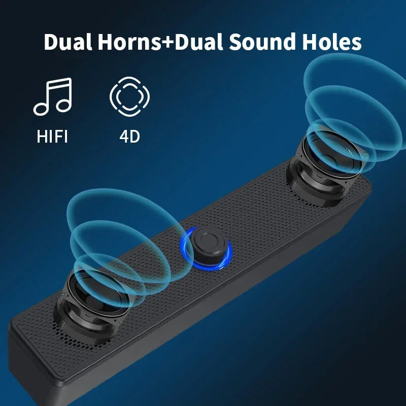Barra de Som com Fio e Bluetooth Sem Fio, Caixa de Som USB Alimentada para TV, PC, Laptop, Jogos e Sistema de Áudio Surround para Home Theater