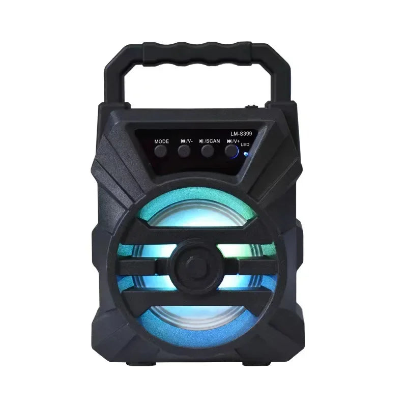 Caixa de som Bluetooth 500mAh, alto-falantes Bluetooth de alta potência com TF Udisk, karaokê portátil, subwoofers de som para dançar.