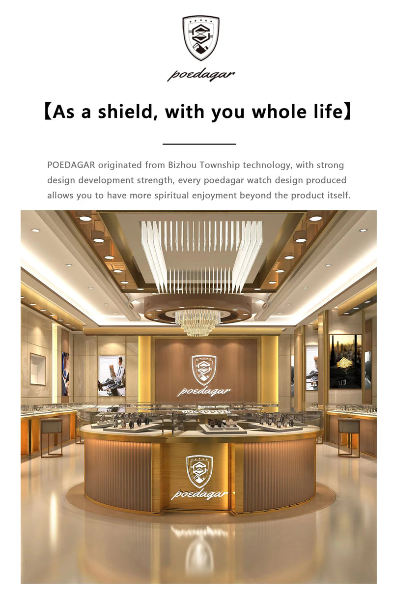 Relógio Masculino de Luxo POEDAGAR à Prova d'Água, em Aço Inoxidável, Luminoso, com Data e Semana, Relógio Esportivo Masculino Quartz Reloj