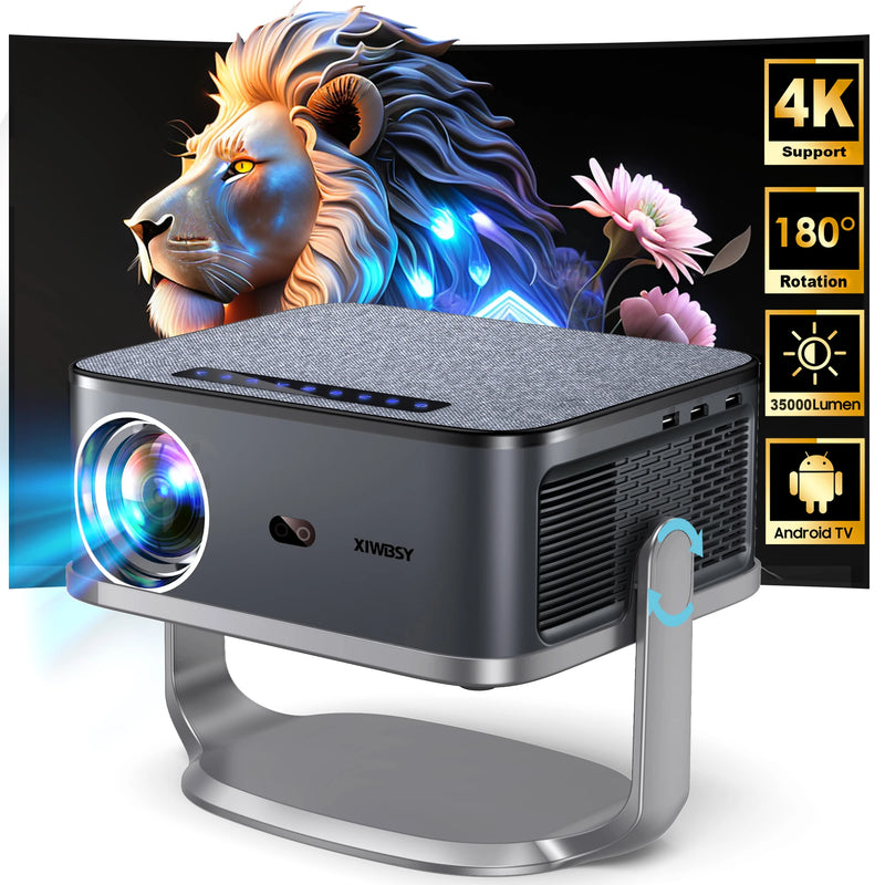 Projetor XIWBSY 35000 Lúmens Android 12 Bluetooth 5.2 Autofoco Projetor LED Smart 4K Portátil 3D Cinema em Casa Beamer IPTV