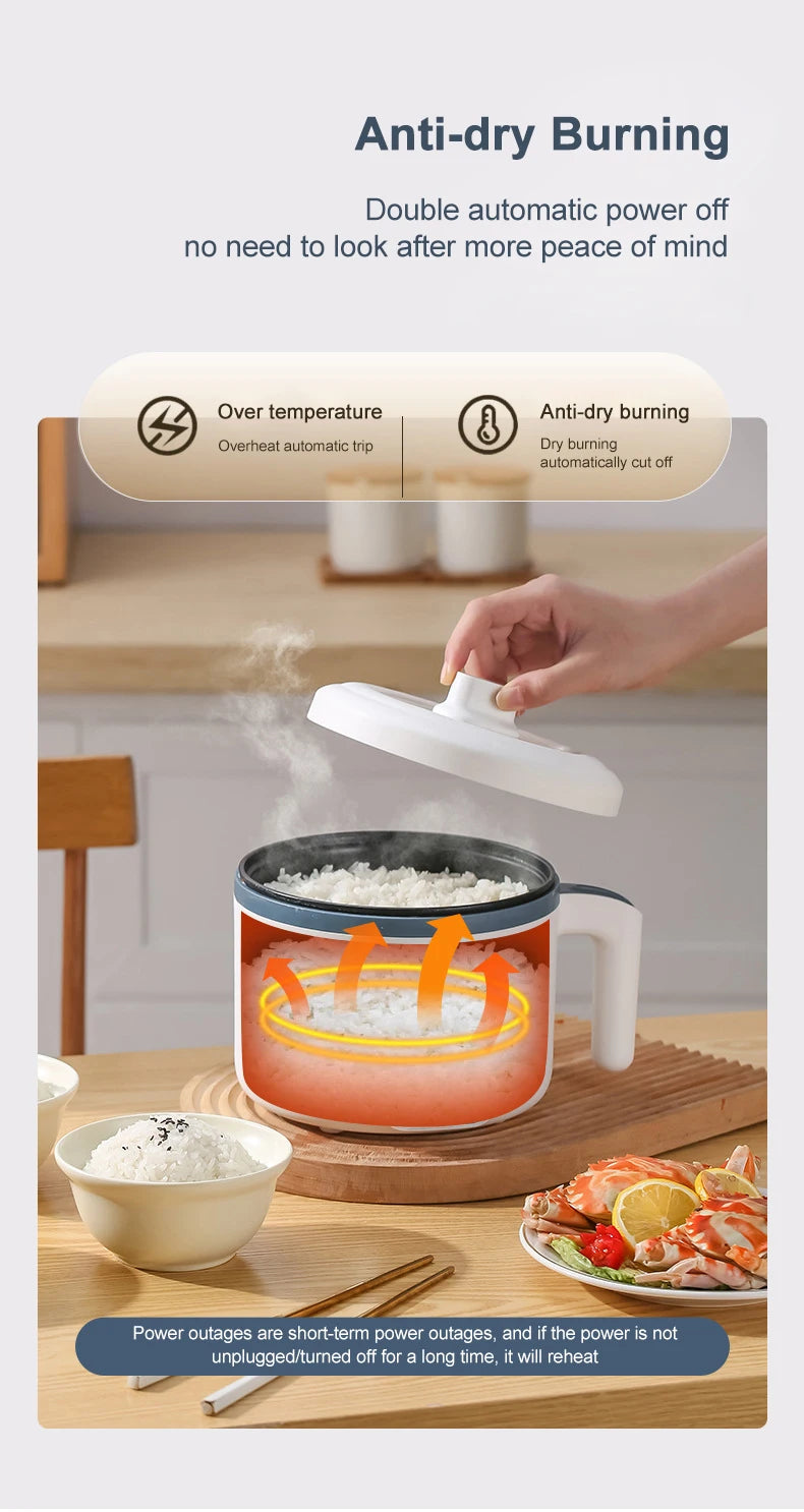 Mini Panela de Arroz Elétrica Inteligente Automática de Camada Simples e Dupla para Cozinhar em Casa para 1-2 Pessoas MultiPanela Panela de Arroz a Vapor