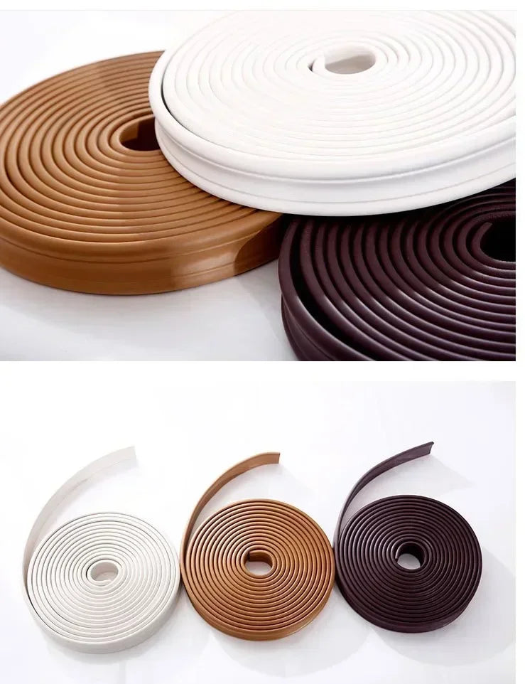 Fita Decorativa Auto-Adesiva de Parede Soft Line NBR 5M para Rodapé, Acabamento de Azulejo, Bordas Anticollision, Moldura, Adesivo 3D para Paredes