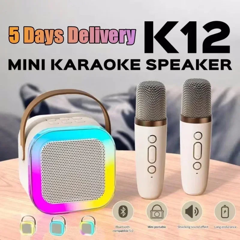 Microfone K12 2025 com áudio integrado, microfone de karaokê sem fio, áudio Bluetooth para canto em casa, diversão em família e KTV.