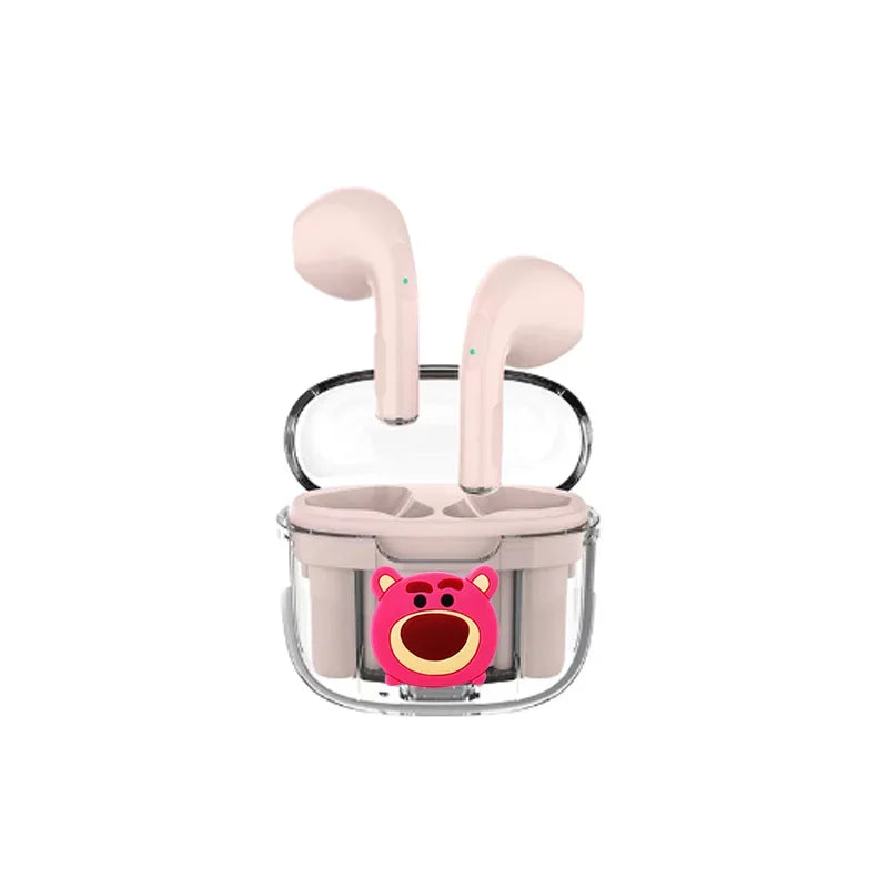 Novos Fones de Ouvido Disney Stitzer 2024 para Esportes, Jogos, Chamada, Audição, Estéreo Transparente com Caixa de Carregamento TWS Sem Fio Bluetooth