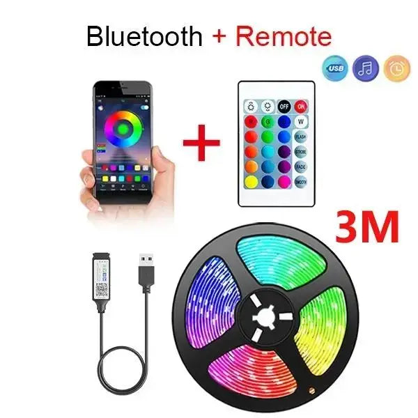 Fita LED RGB Bluetooth USB 5050 SMD Luzes USB 5V Lâmpada LED Flexível Fita Adesiva RGB Diode para TV e Desktop