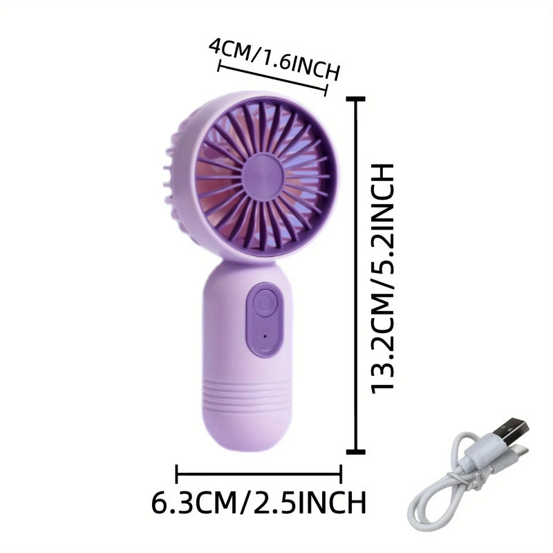 Ventilador Portátil Mini USB Recarregável com 3 Velocidades, Ventilador de Mão para Opção de Presente, Perfeito para Escritório, Atividades ao Ar Livre, Viagens, Camping