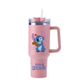 Copa Térmica de Café Lilo & Stitch com Canudo, Copo Térmico de Aço Inoxidável Isolado a Vácuo de 40oz para Bebidas Geladas, Copo de Viagem para Uso Externo