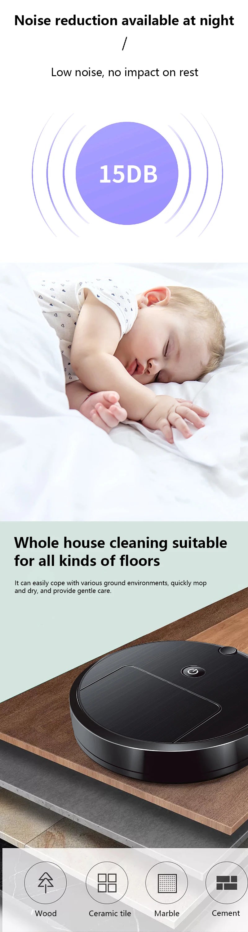 Aspirador Robô Inteligente Xiaomi 3 em 1 com Navegação Automática, Desvio de Obstáculos, Recarregável via USB para Limpeza Doméstica