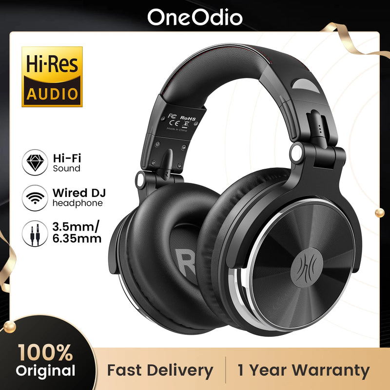 Fones de ouvido com fio Oneodio Pro-10 com drivers HiFi de 50 mm, fones de ouvido grandes para estúdio de mixagem, gravação e monitoramento.