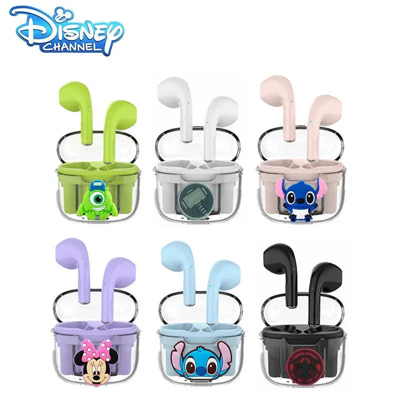 Novos Fones de Ouvido Disney Stitzer 2024 para Esportes, Jogos, Chamada, Audição, Estéreo Transparente com Caixa de Carregamento TWS Sem Fio Bluetooth