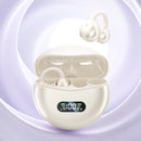 Fones de Ouvido Bluetooth 5.4 HIFI Sem Fio com Condução Óssea Clip On com Microfone, Tela Digital, À Prova D'Água, Headsets Esportivos 2025
