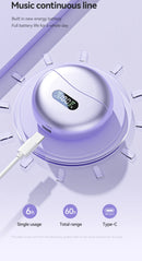 Fones de Ouvido Bluetooth 5.4 HIFI Sem Fio com Condução Óssea Clip On com Microfone, Tela Digital, À Prova D'Água, Headsets Esportivos 2025