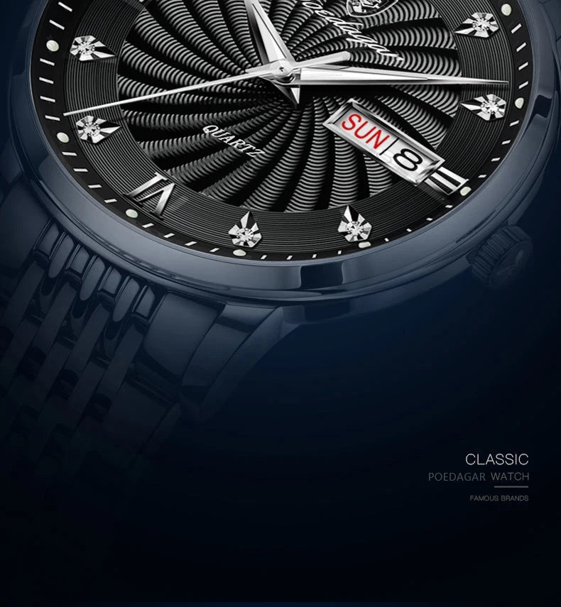 POEDAGAR Marca de Luxo Homem Relógio À Prova D 'Água Luminoso