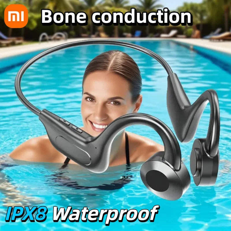 Fones de Ouvido para Natação Xiaomi com Condução Óssea Bluetooth 5.4 IPX8 À Prova d'Água Não Intra-auricular Sem Fio Plugável para Esportes Novos