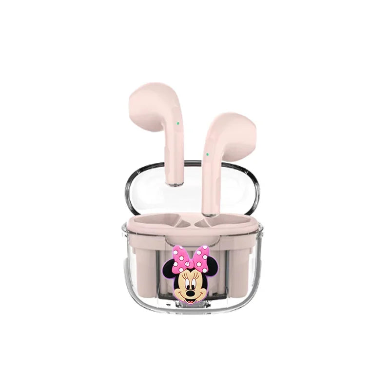 Novos Fones de Ouvido Disney Stitzer 2024 para Esportes, Jogos, Chamada, Audição, Estéreo Transparente com Caixa de Carregamento TWS Sem Fio Bluetooth