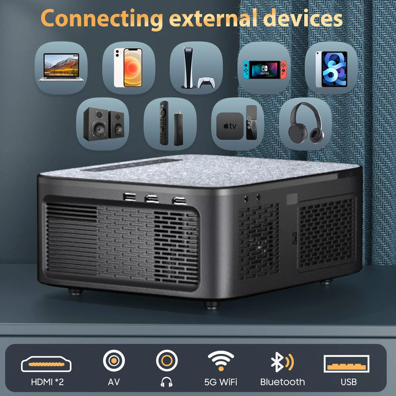 Projetor XIWBSY 35000 Lúmens Android 12 Bluetooth 5.2 Autofoco Projetor LED Smart 4K Portátil 3D Cinema em Casa Beamer IPTV