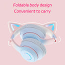 Fones de Ouvido Bluetooth com Luz de Gato Fofinho, Fones de Ouvido Sem Fio com Microfone HD, Música Estéreo HiFi, Headset Gamer, presente para crianças
