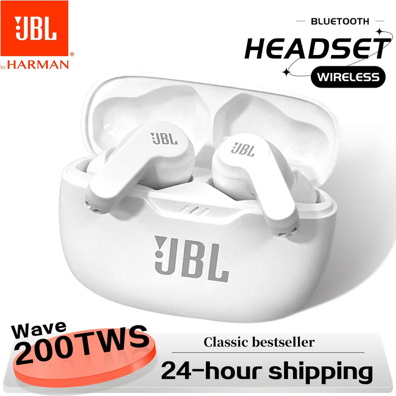 JBL WAVE 200TWS Fones de Ouvido Verdadeiramente Sem Fio JBL W200 tws Fones de Ouvido Bluetooth 5.0 Fones de Ouvido Esportivos com Microfone Versão HK