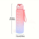 Copo de água esportivo de 700ml, resistente a altas temperaturas, copo com canudo graduado, copo de água com efeito rainbow, copo plástico com cor progressiva.