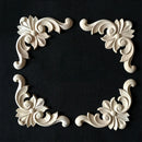 4pcs Wood Applique Carved Corner Onlay Furniture Mouldings Decal DIY For Frame Wall Door Cabinets Beige Decoration Crafts
