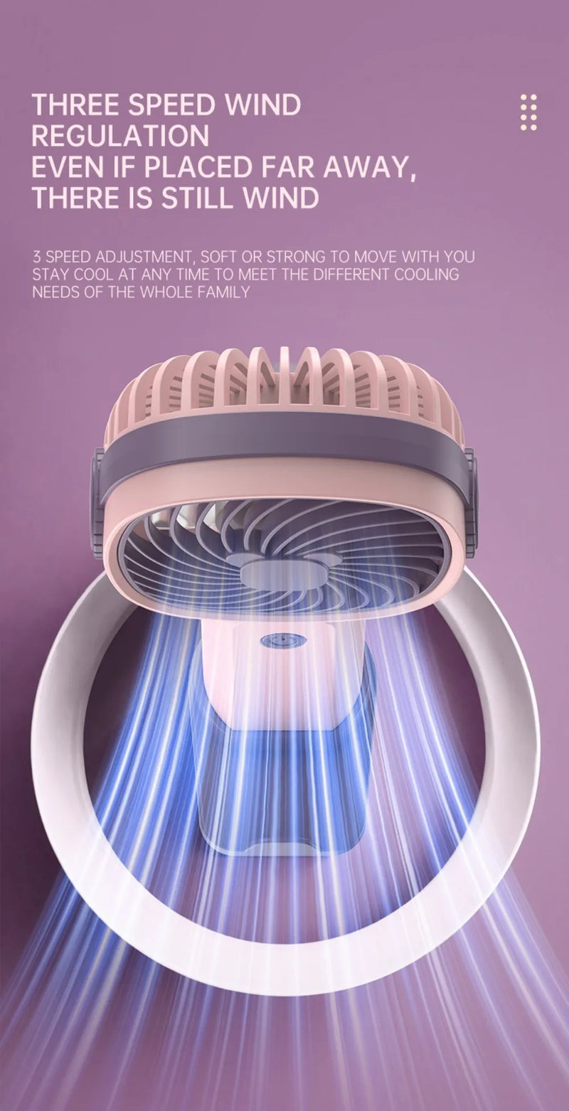 Ventilador Mini Portátil USB para Uso Externo, Ventilador de Mão com Suporte para Telefone de Mesa, 3 Ajustes de Ventos, Longa Vida Útil, Ventilador Mini Multifuncional