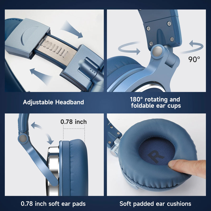 Fones de ouvido com fio Oneodio Pro-10 com drivers HiFi de 50 mm, fones de ouvido grandes para estúdio de mixagem, gravação e monitoramento.