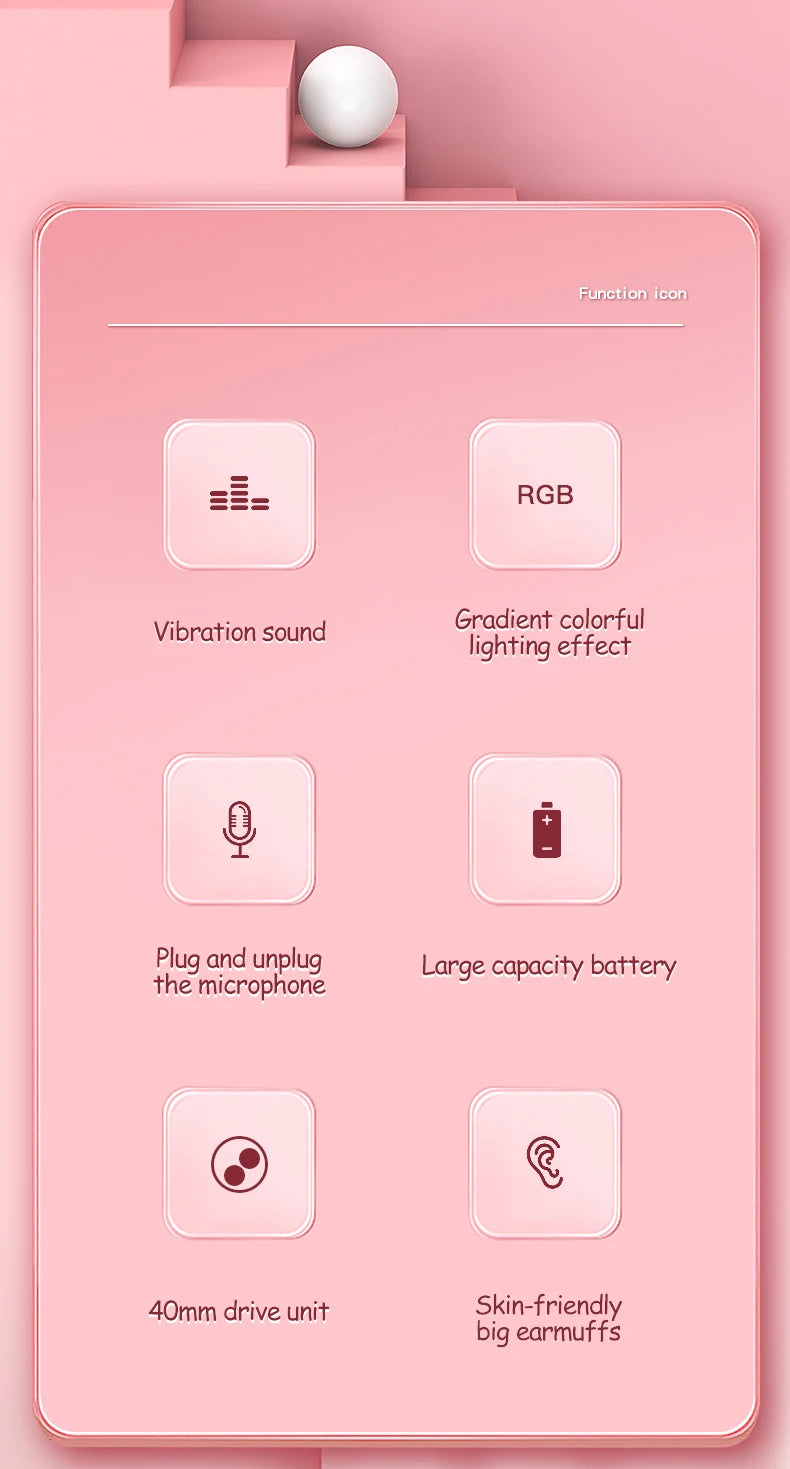 Fones de Ouvido Sem Fio Orelhas de Coelho com Microfone Fones de Ouvido Fofo para Meninas Fones de Ouvido Bluetooth para Crianças Fones de Ouvido para Jogos