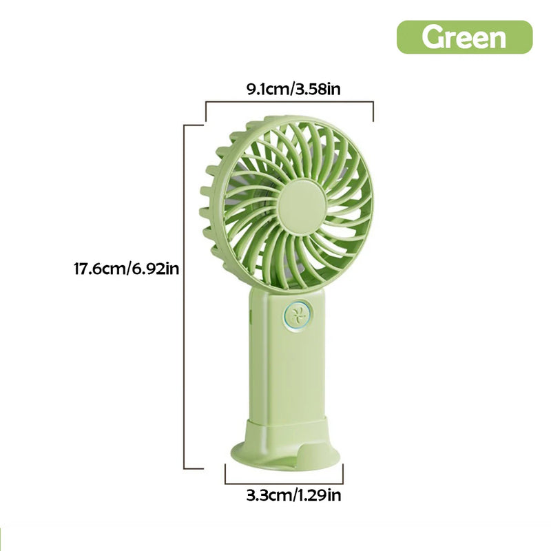Ventilador Mini Portátil USB para Uso Externo, Ventilador de Mão com Suporte para Telefone de Mesa, 3 Ajustes de Ventos, Longa Vida Útil, Ventilador Mini Multifuncional