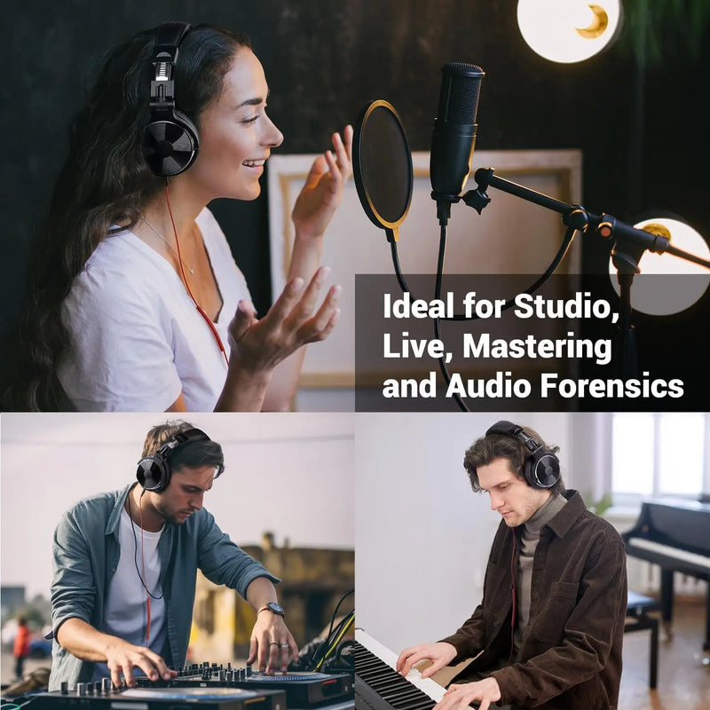 Fones de ouvido com fio Oneodio Pro-10 com drivers HiFi de 50 mm, fones de ouvido grandes para estúdio de mixagem, gravação e monitoramento.