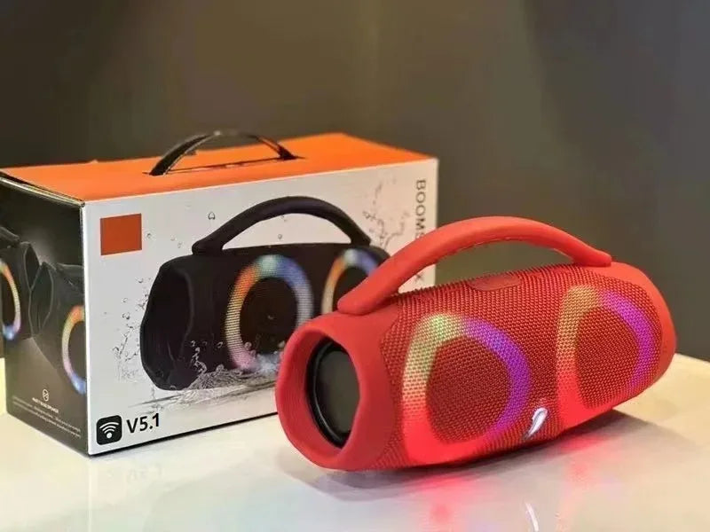 Caixa de som bluetooth BOMBOX 100W de alta potência com luzes RGB coloridas, à prova d'água