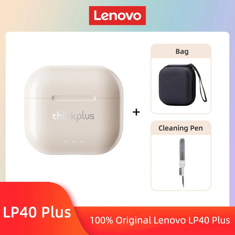 Fones de Ouvido Lenovo LP40 II Originais LP40 Plus TWS Bluetooth 5.3 Sem Fio Fones de Ouvido Esportivos com Redução de Ruído e Controle por Toque