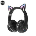 Mais novo fone de ouvido sem fio com orelhinhas de gato, lanterna LED, microfone, estéreo para meninas, capacete dobrável, headset Bluetooth, presente.