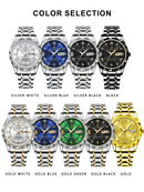 Relógio Masculino de Luxo POEDAGAR à Prova d'Água, em Aço Inoxidável, Luminoso, com Data e Semana, Relógio Esportivo Masculino Quartz Reloj