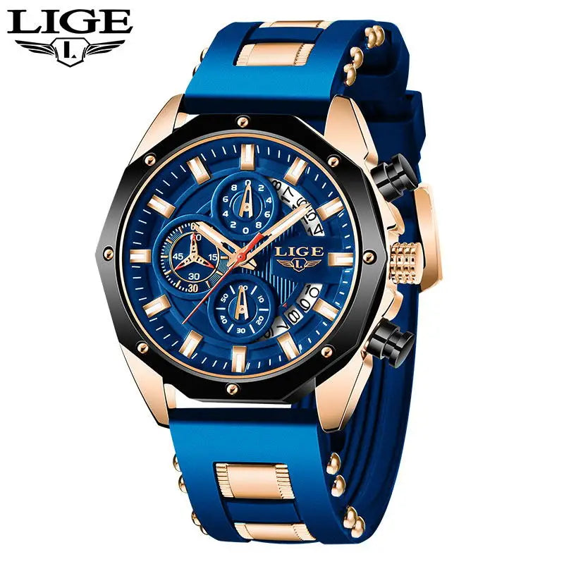 Relógios Masculinos LIGE Fashion Marca Top Luxo Silicone Esporte Relógio Masculino Quartzo Data Relógio à Prova D'Água Cronógrafo Relógio Masculino