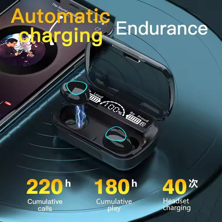 Fone de ouvido sem fio M10 de nova chegada, headset de alta qualidade, som perfeito, fones de ouvido para esportes, jogos e música, fone BT com power bank.