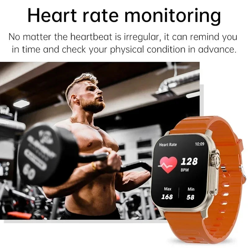 LAXASFIT T900Ultra Smartwatch Bluetooth Fala Smartwatch Alerta de Mensagens Monitor de Frequência Cardíaca Relógio Esportivo para Android iOS Homens Mulheres