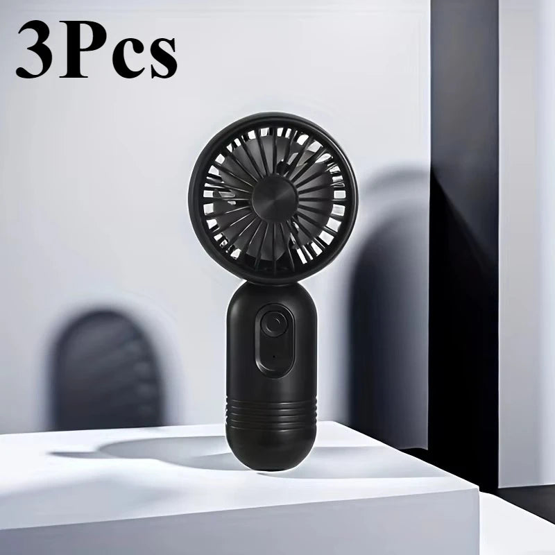 Ventilador Portátil Mini USB Recarregável com 3 Velocidades, Ventilador de Mão para Opção de Presente, Perfeito para Escritório, Atividades ao Ar Livre, Viagens, Camping