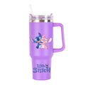 Copa Térmica de Café Lilo & Stitch com Canudo, Copo Térmico de Aço Inoxidável Isolado a Vácuo de 40oz para Bebidas Geladas, Copo de Viagem para Uso Externo
