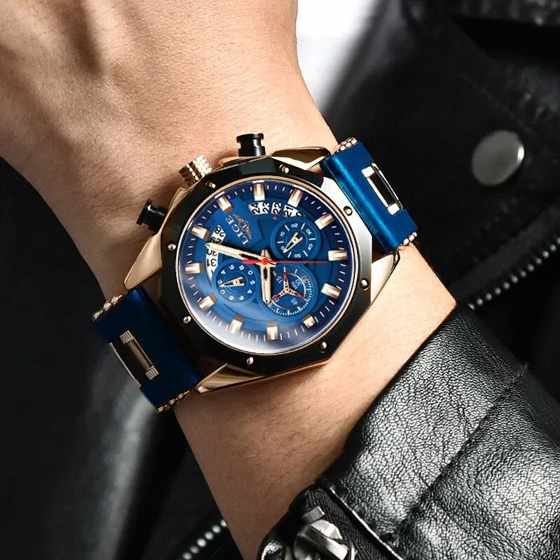 Relógios Masculinos LIGE Fashion Marca Top Luxo Silicone Esporte Relógio Masculino Quartzo Data Relógio à Prova D'Água Cronógrafo Relógio Masculino