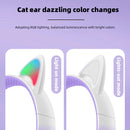 Fones de Ouvido Sem Fio RGB com Orelhas de Gato para PC, Bonito Fone de Ouvido Bluetooth em Forma de Cápsula Espacial 3D, Fone de Ouvido Gamer Dobrável para Presentes de Crianças e Meninas