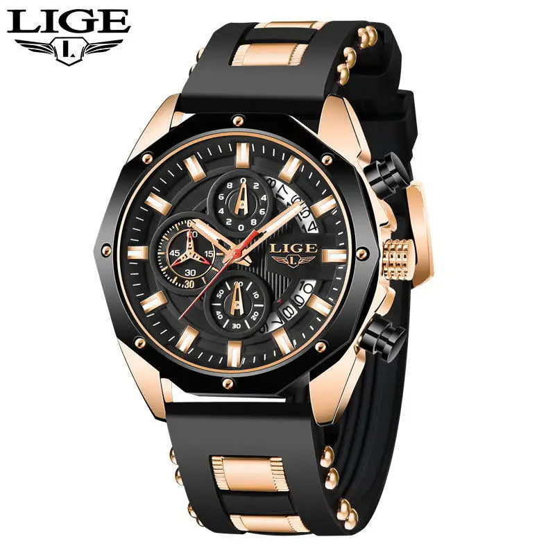 Relógios Masculinos LIGE Fashion Marca Top Luxo Silicone Esporte Relógio Masculino Quartzo Data Relógio à Prova D'Água Cronógrafo Relógio Masculino