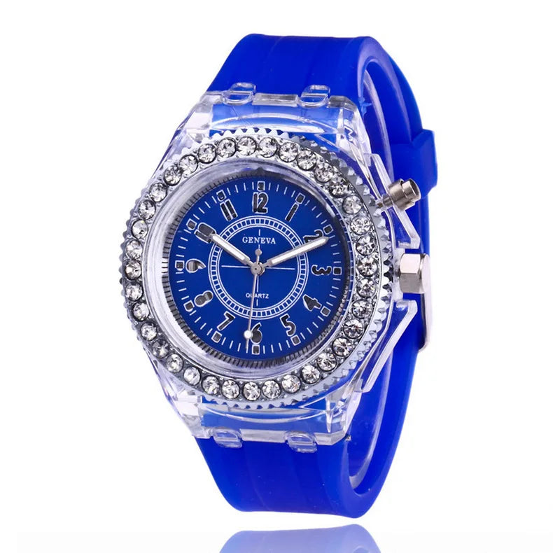 UTHAI L34 Novo Relógio Feminino Brilho com Strass LED Harajuku Moda Coreana Tendência Relógio de Pulso Quartz para Casais de Estudantes Masculinos e Femininos