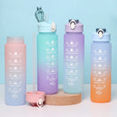 Copo de água esportivo de 700ml, resistente a altas temperaturas, copo com canudo graduado, copo de água com efeito rainbow, copo plástico com cor progressiva.