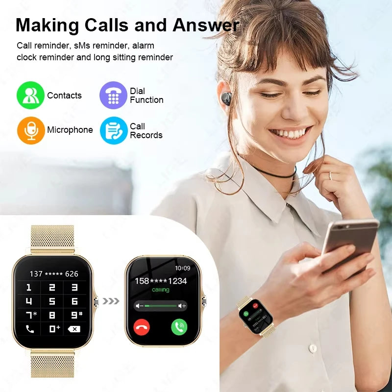 KESHUYOU 2025 Relógio Inteligente Tela HD de 2,01 Polegadas Atender Fazer Chamadas Pré-visualização de Mensagens Modos de Esporte Mostrador DIY Previsão do Tempo Para Homens e Mulheres