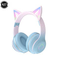 Mais novo fone de ouvido sem fio com orelhinhas de gato, lanterna LED, microfone, estéreo para meninas, capacete dobrável, headset Bluetooth, presente.