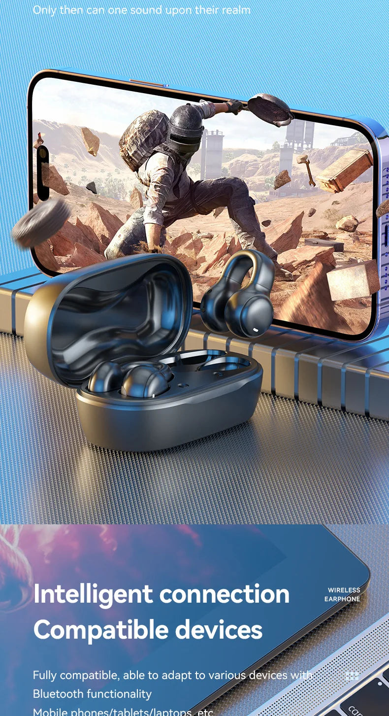 Fones de ouvido sem fio M47 originais Bluetooth, fones de ouvido de carregamento, fones de condução óssea, esportivos com microfone grátis