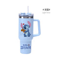 Copa Térmica de Café Lilo & Stitch com Canudo, Copo Térmico de Aço Inoxidável Isolado a Vácuo de 40oz para Bebidas Geladas, Copo de Viagem para Uso Externo