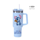 Copa Térmica de Café Lilo & Stitch com Canudo, Copo Térmico de Aço Inoxidável Isolado a Vácuo de 40oz para Bebidas Geladas, Copo de Viagem para Uso Externo